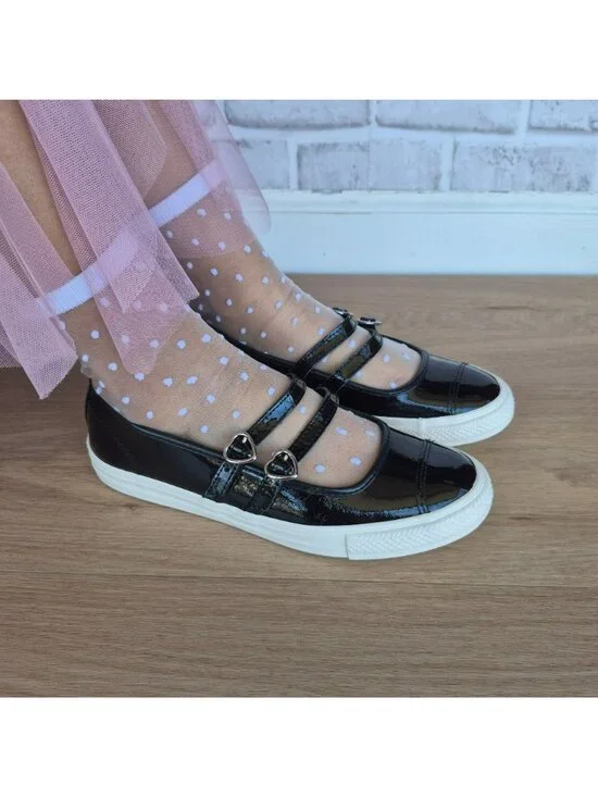 ⭐Converse Dainty Mary Jane Dark Romance Sz 9.5 Women shoes Sneaker Black A13654C - Picture 3 of 12